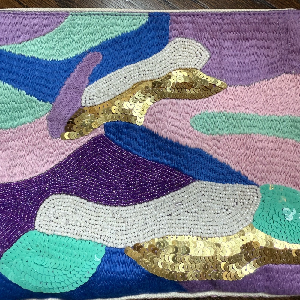 Colorful Abstract Clutch with Wristlet - Picture 2 of 6